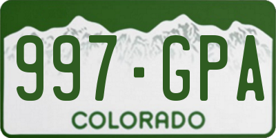 CO license plate 997GPA