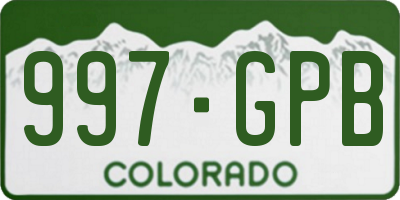 CO license plate 997GPB