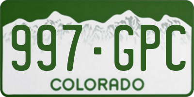 CO license plate 997GPC