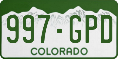 CO license plate 997GPD