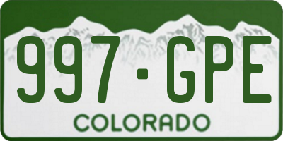 CO license plate 997GPE