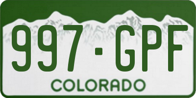 CO license plate 997GPF
