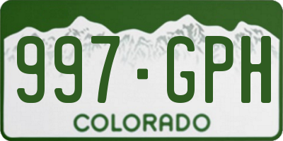 CO license plate 997GPH