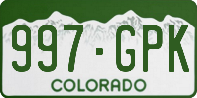 CO license plate 997GPK