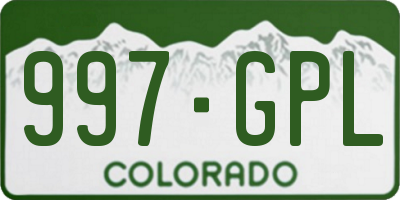 CO license plate 997GPL