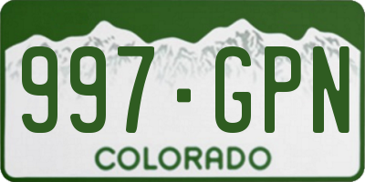 CO license plate 997GPN