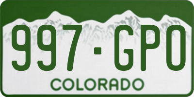 CO license plate 997GPO