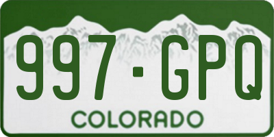 CO license plate 997GPQ