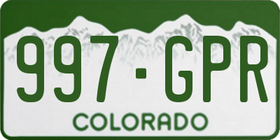 CO license plate 997GPR