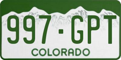 CO license plate 997GPT