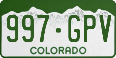 CO license plate 997GPV