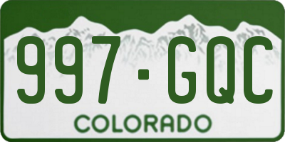 CO license plate 997GQC