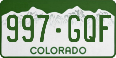 CO license plate 997GQF