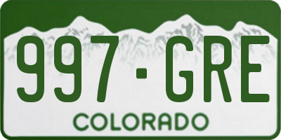 CO license plate 997GRE