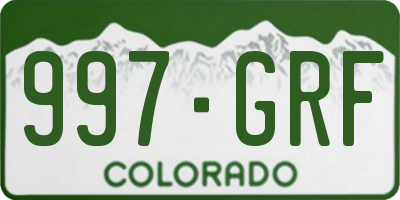 CO license plate 997GRF