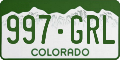 CO license plate 997GRL