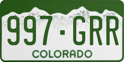 CO license plate 997GRR