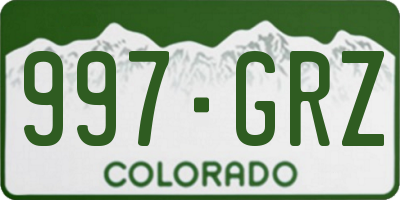 CO license plate 997GRZ