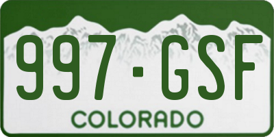 CO license plate 997GSF