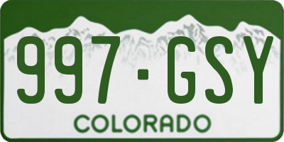 CO license plate 997GSY