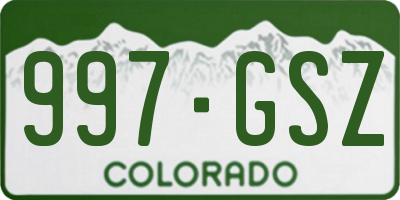CO license plate 997GSZ