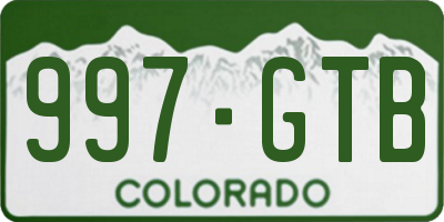 CO license plate 997GTB