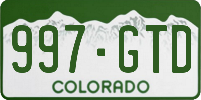 CO license plate 997GTD