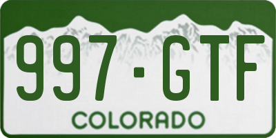 CO license plate 997GTF