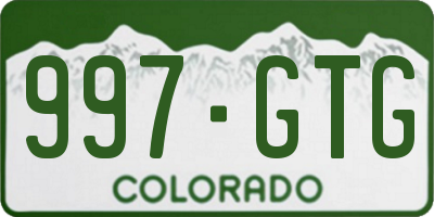 CO license plate 997GTG