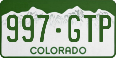 CO license plate 997GTP