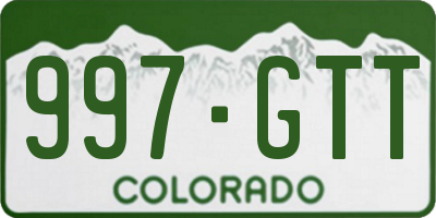 CO license plate 997GTT
