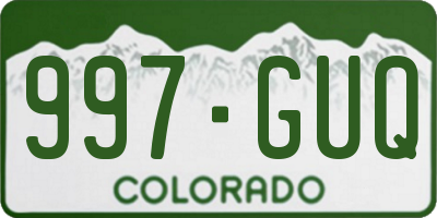 CO license plate 997GUQ
