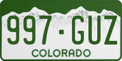 CO license plate 997GUZ