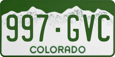 CO license plate 997GVC