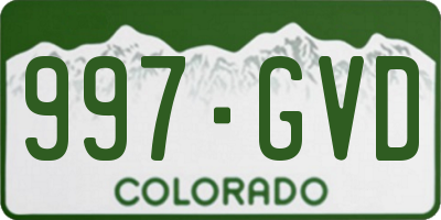 CO license plate 997GVD