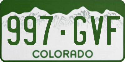 CO license plate 997GVF