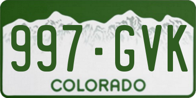 CO license plate 997GVK