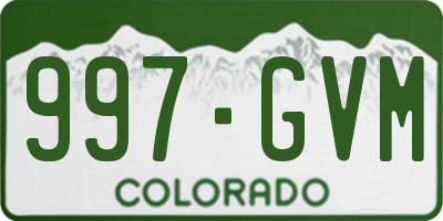 CO license plate 997GVM