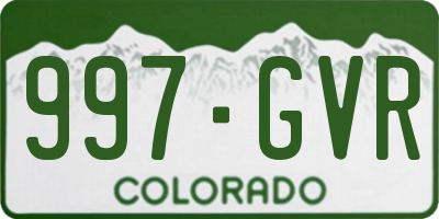CO license plate 997GVR