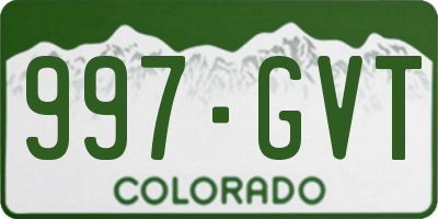 CO license plate 997GVT