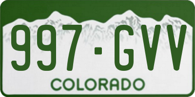 CO license plate 997GVV