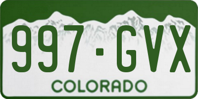 CO license plate 997GVX