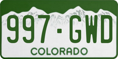 CO license plate 997GWD