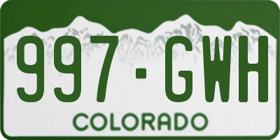 CO license plate 997GWH