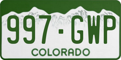 CO license plate 997GWP