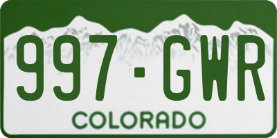 CO license plate 997GWR
