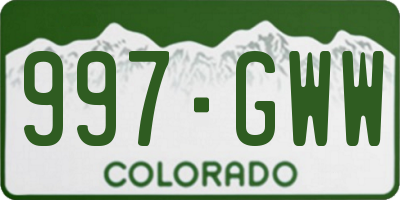 CO license plate 997GWW