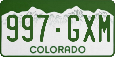 CO license plate 997GXM