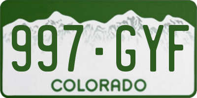 CO license plate 997GYF