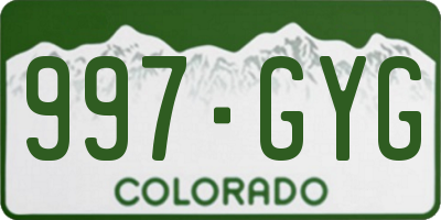 CO license plate 997GYG